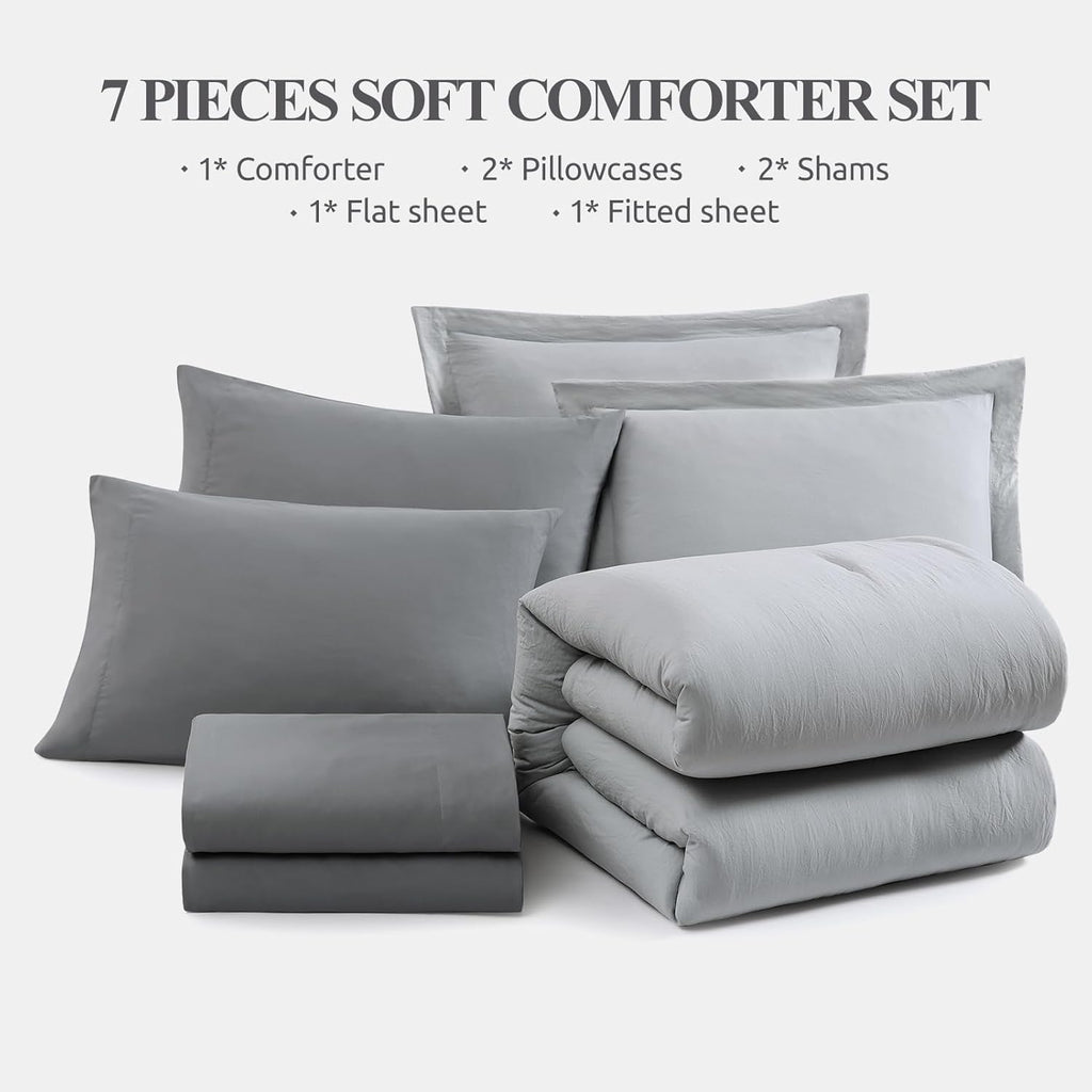 Prewashed fabric 7-piece Bed in a Bag Comforter Set