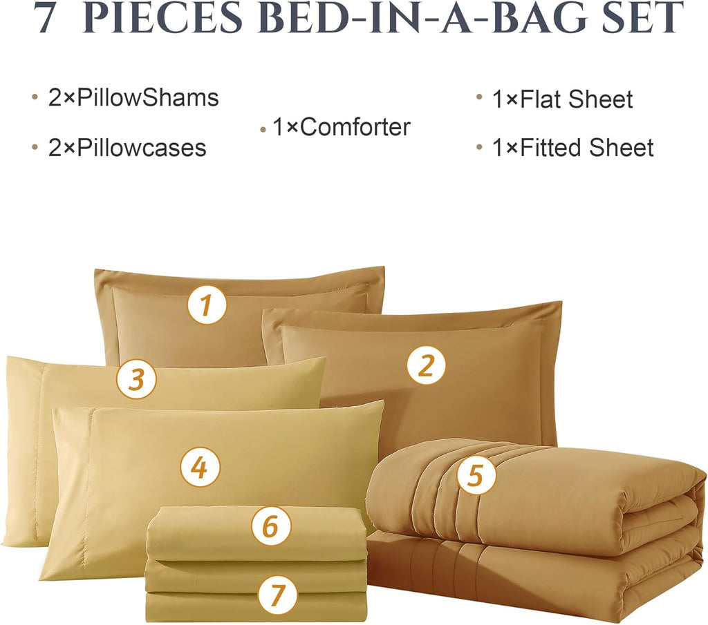 Melex 7-piece Bed in a Bag Comforter Set with Sheets
