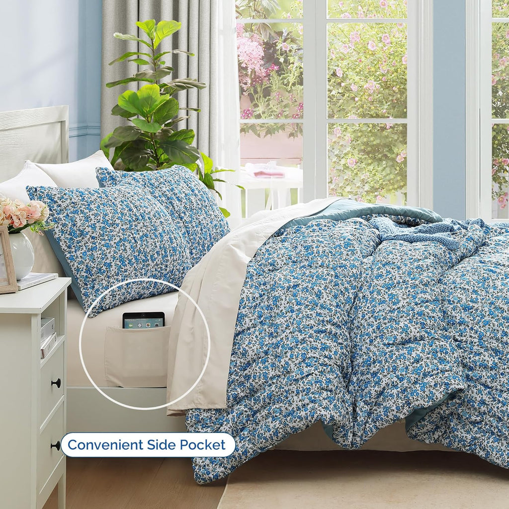 Melex Puff 7-piece Bed in a Bag Comforter Set with Sheets