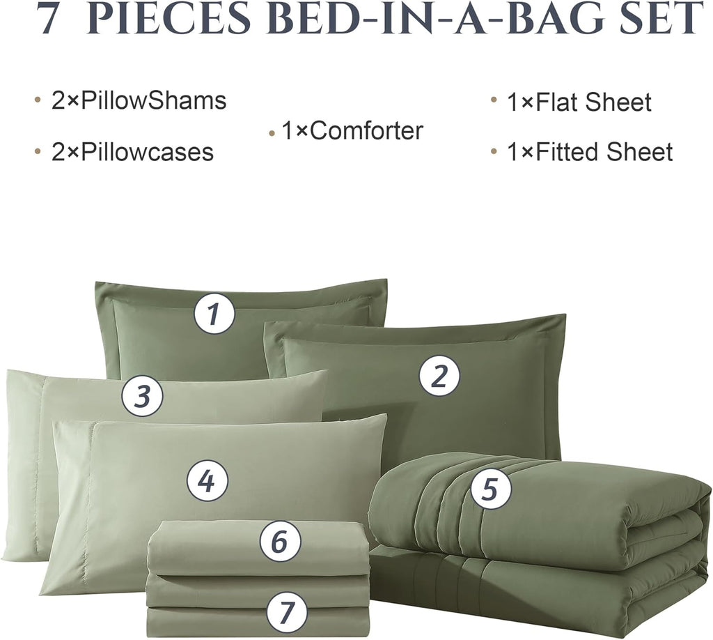 Melex 7-piece Bed in a Bag Comforter Set with Sheets