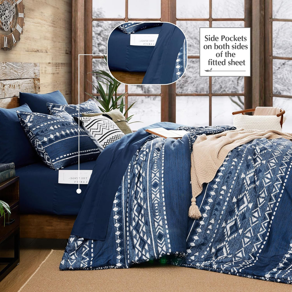 Melex Boho 7-Piece Bed in a Bag Comforter Set with Sheets