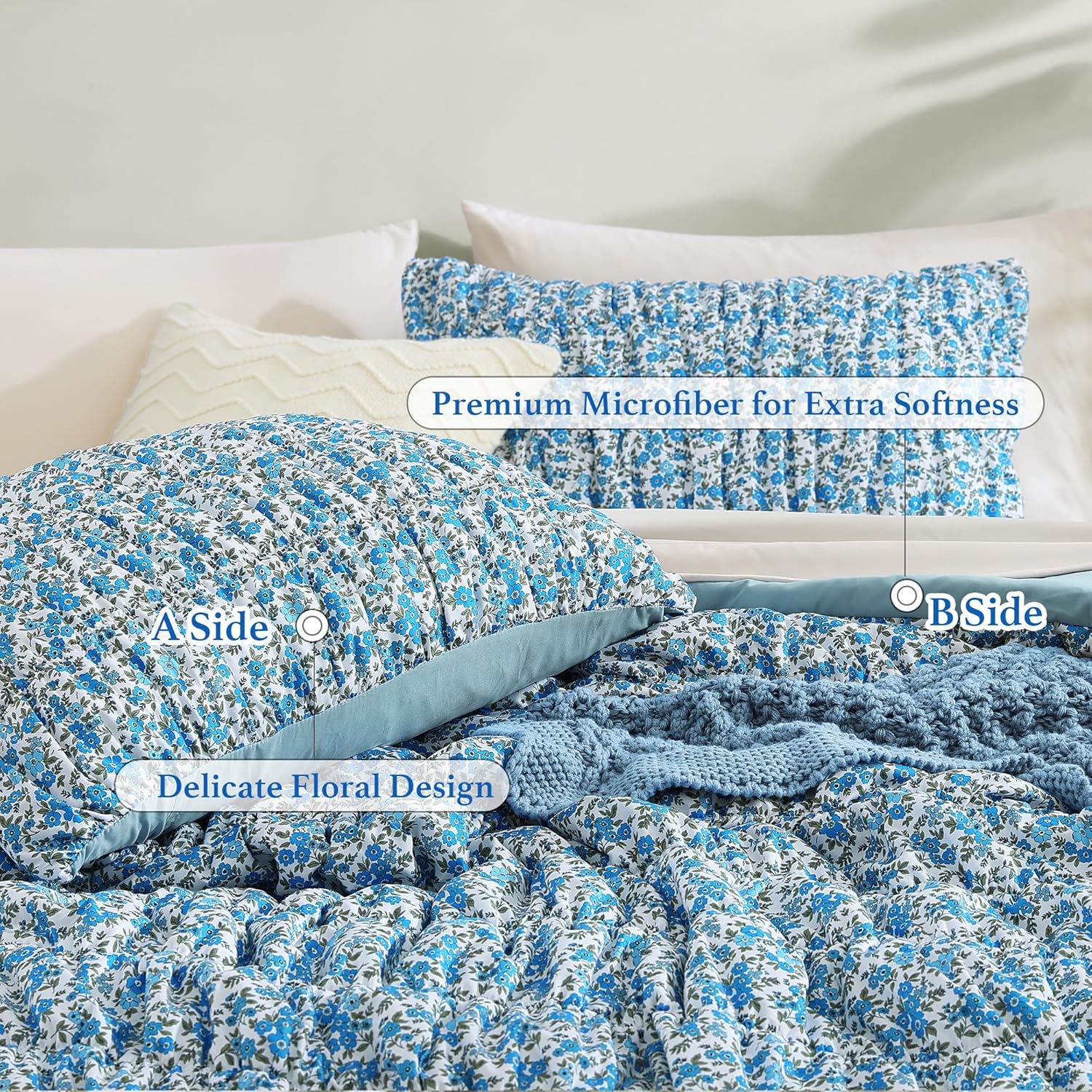 Melex Puff 7-piece Bed in a Bag Comforter Set with Sheets