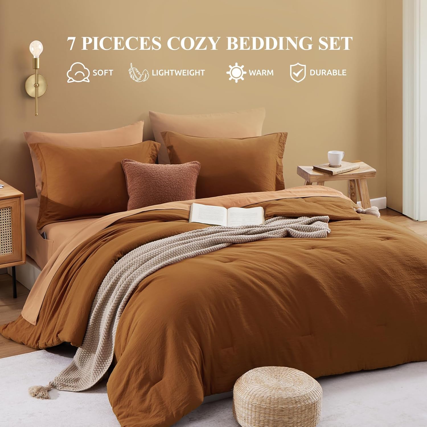 Prewashed fabric 7-piece Bed in a Bag Comforter Set