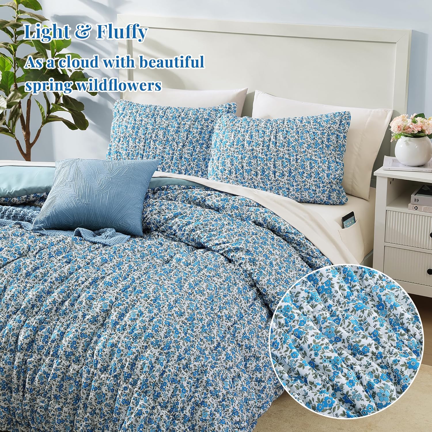 Melex Puff 7-piece Bed in a Bag Comforter Set with Sheets