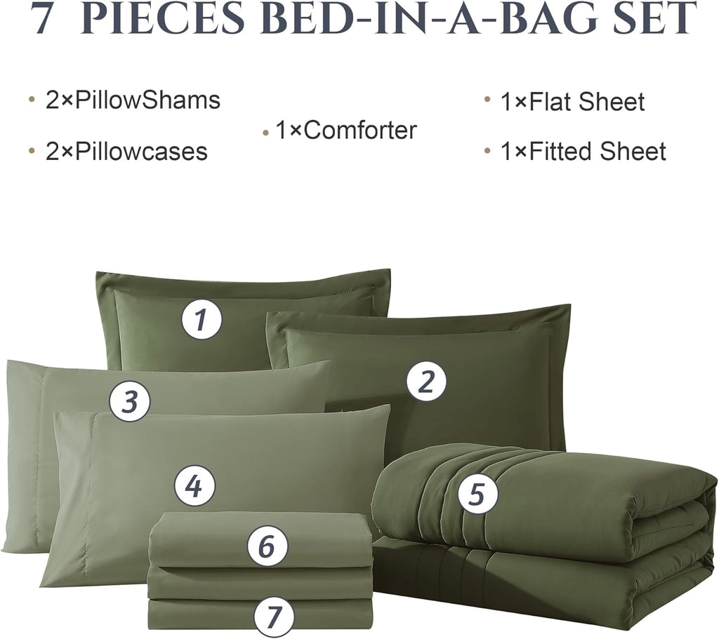 Melex 7-piece Bed in a Bag Comforter Set with Sheets