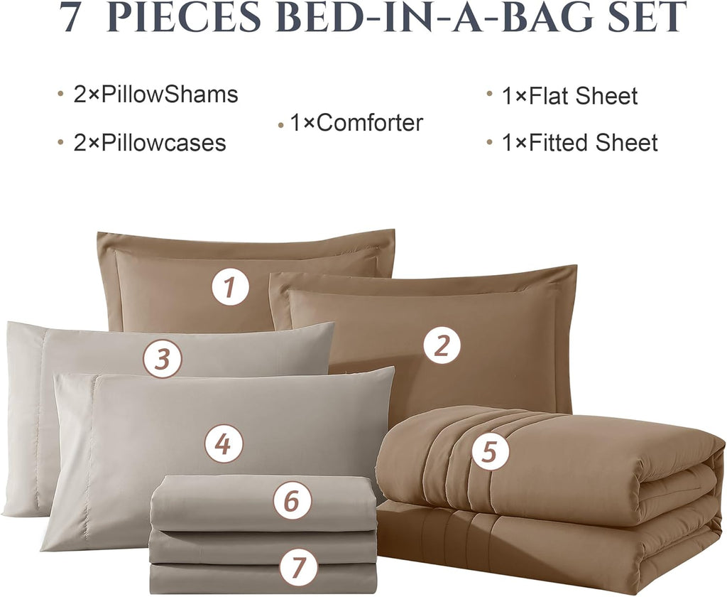 Melex 7-piece Bed in a Bag Comforter Set with Sheets