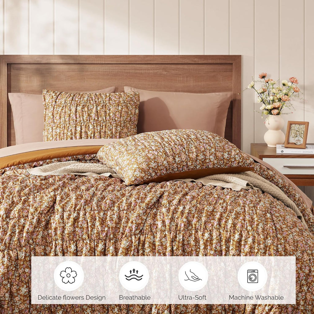 Melex Puff 7-piece Bed in a Bag Comforter Set with Sheets