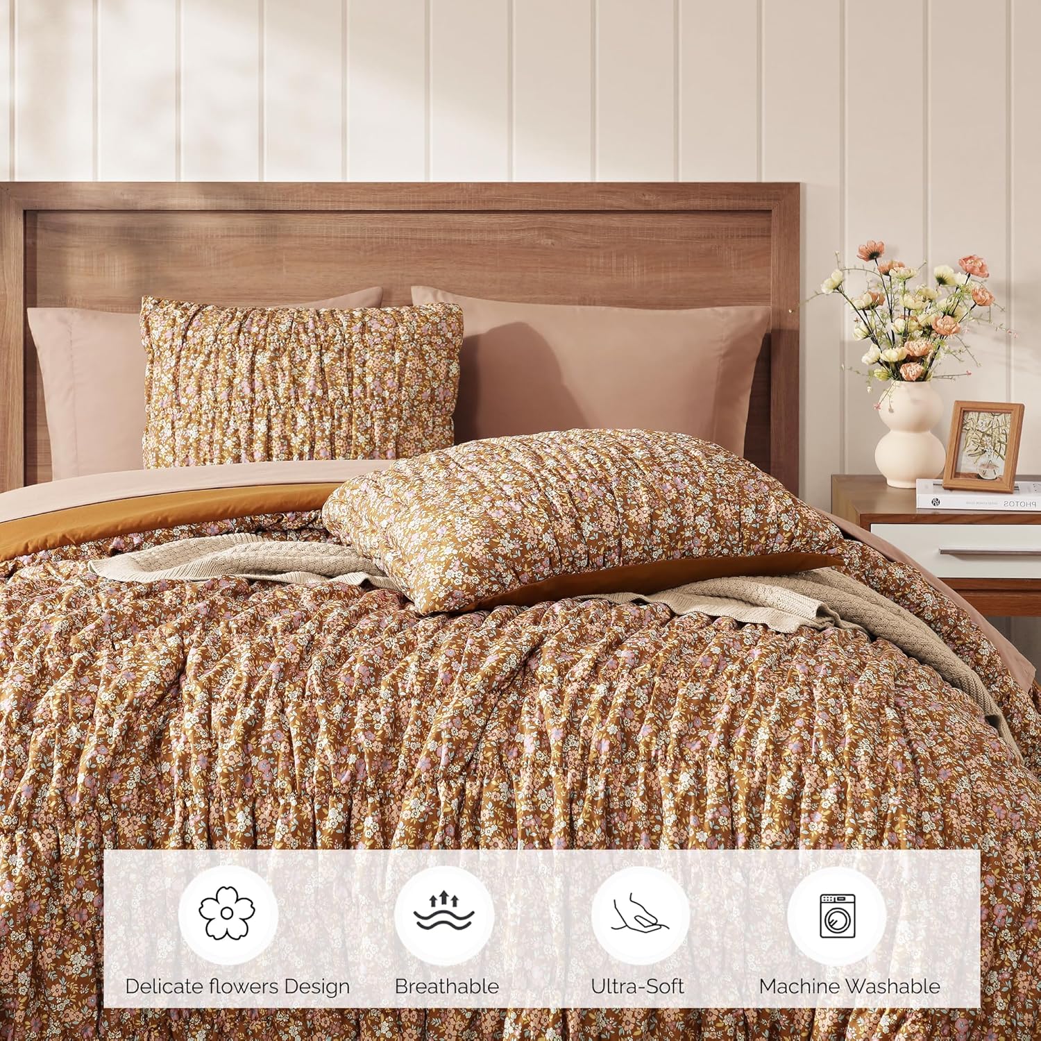 Melex Puff 7-piece Bed in a Bag Comforter Set with Sheets