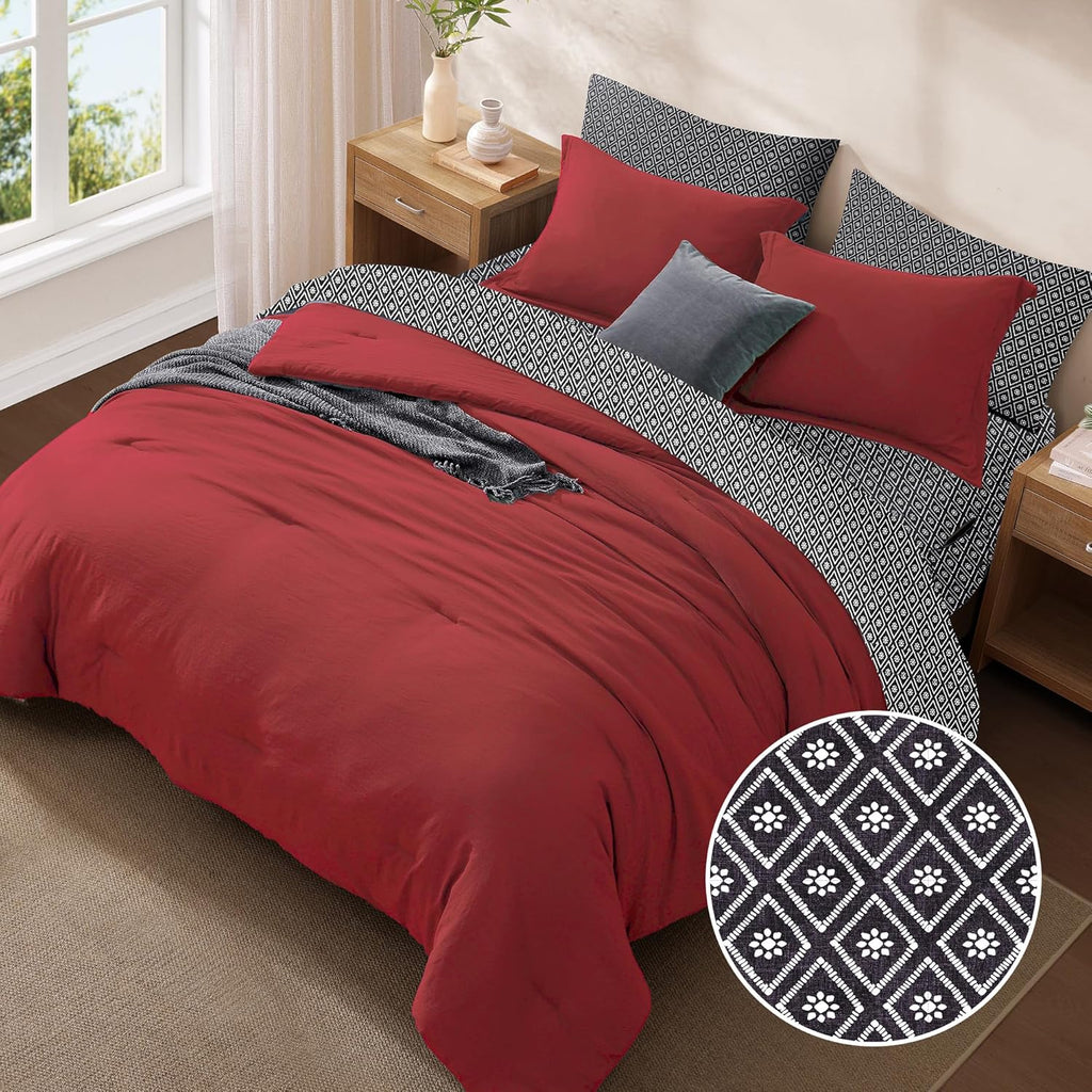 Melex Prewashed Bed in a Bag,Ultra Soft Comforter Bed Set with Sheets