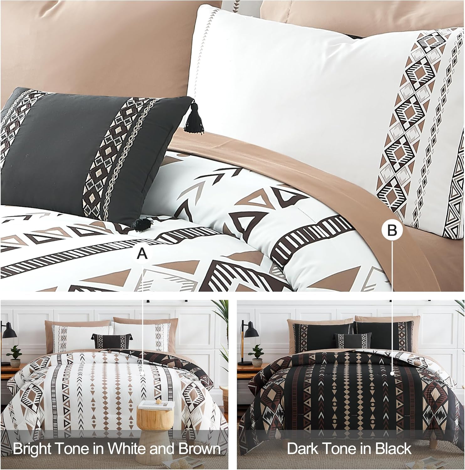 Melex Boho 7-Piece Bed in a Bag Comforter Set with Sheets