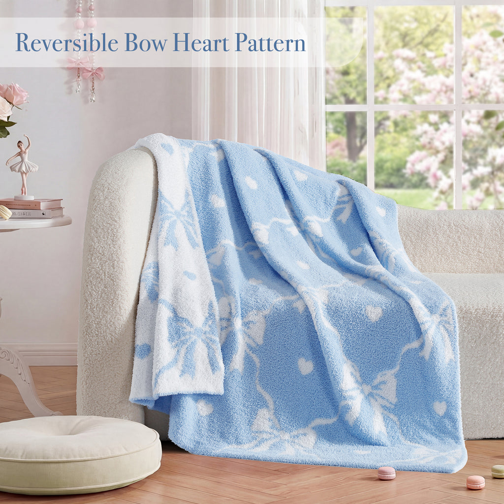 Catami Bow Throw Blanket-Reversible Home Decor Blankets for Couch Sofa Bed Camping 50"x60"