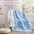 Catami Bow Throw Blanket-Reversible Home Decor Blankets for Couch Sofa Bed Camping 50"x60"