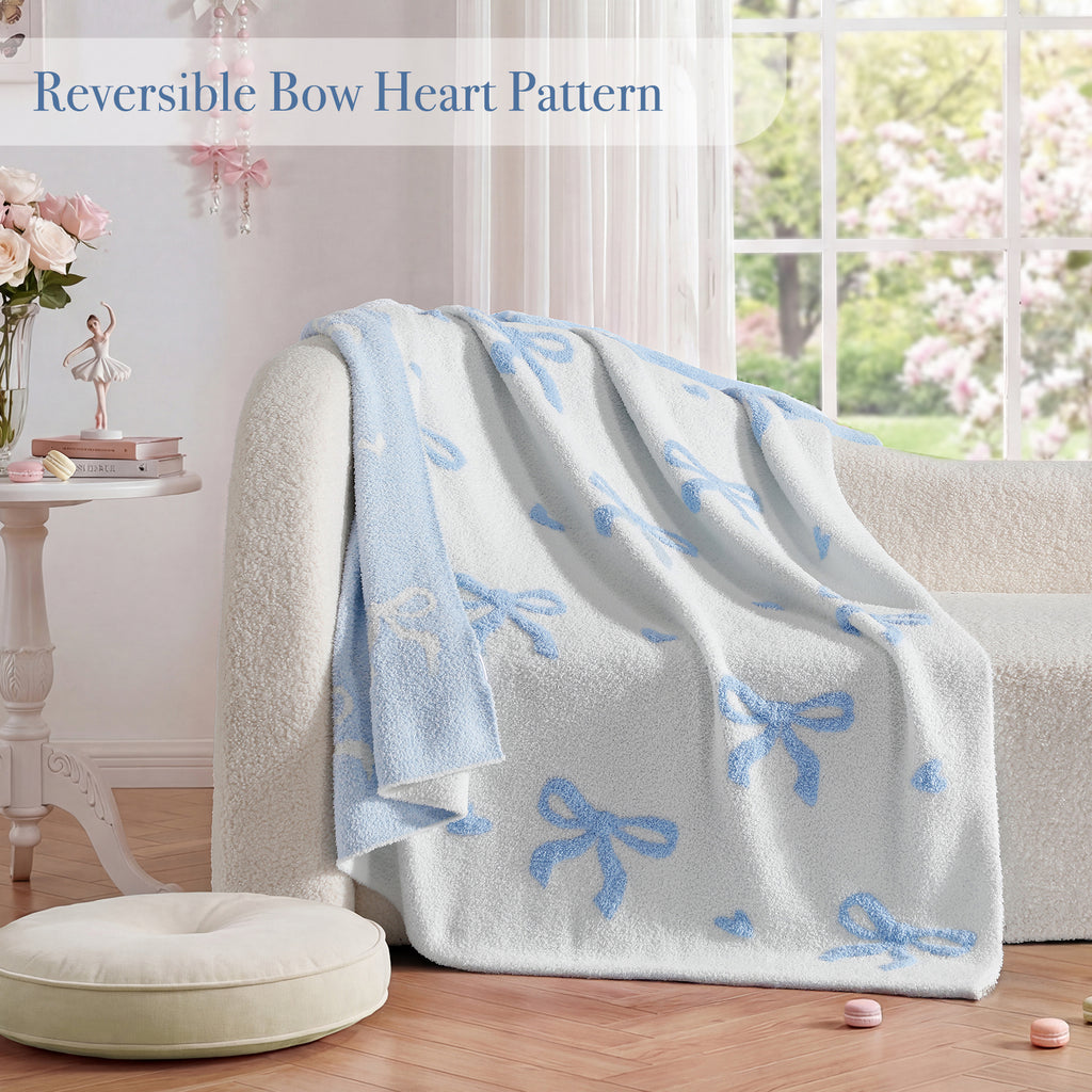 Catami Bow Throw Blanket-Reversible Home Decor Blankets for Couch Sofa Bed Camping 50"x60"