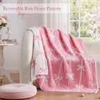 Catami Bow Throw Blanket-Reversible Home Decor Blankets for Couch Sofa Bed Camping 50"x60"