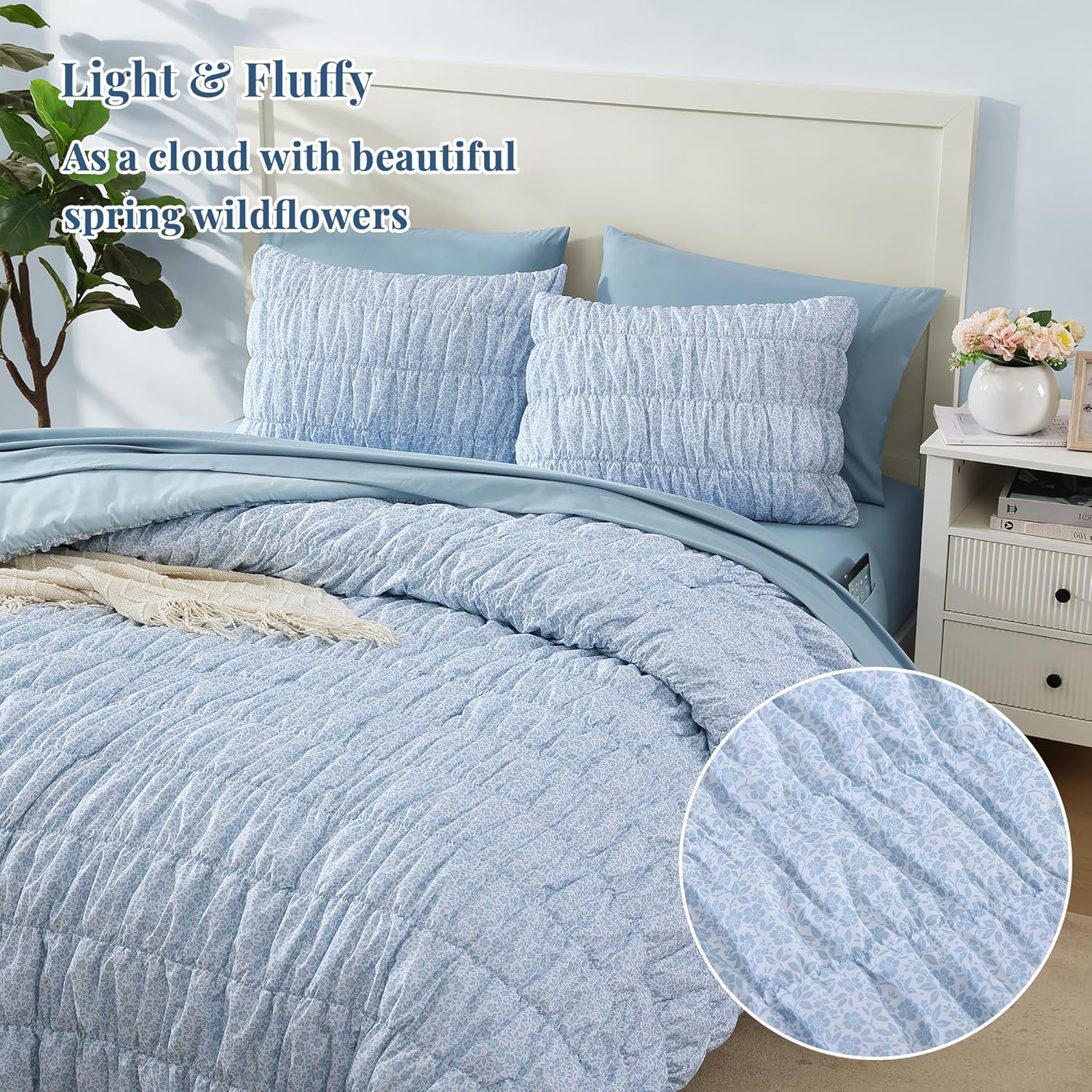 Melex Puff 7-piece Bed in a Bag Comforter Set with Sheets