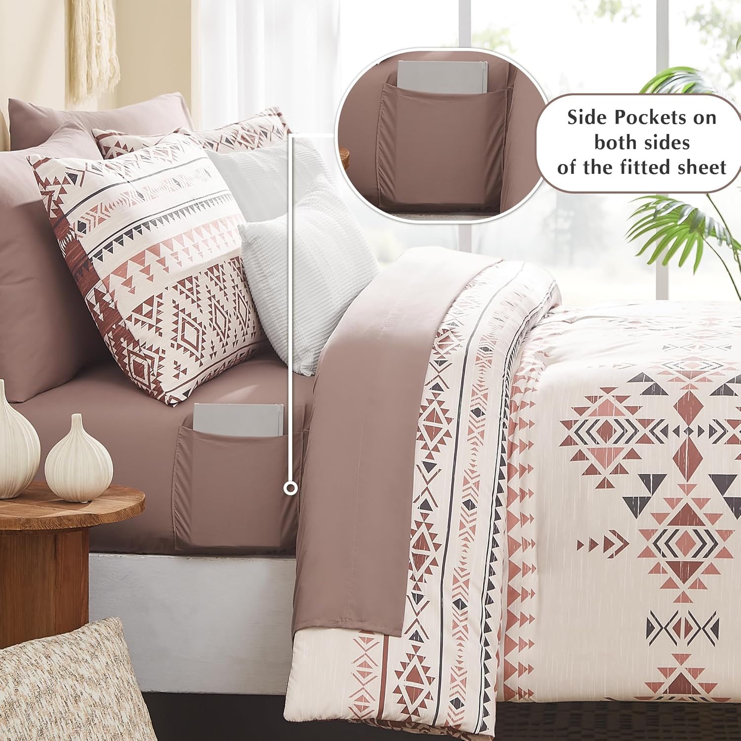 Melex Boho 7-Piece Bed in a Bag Comforter Set with Sheets