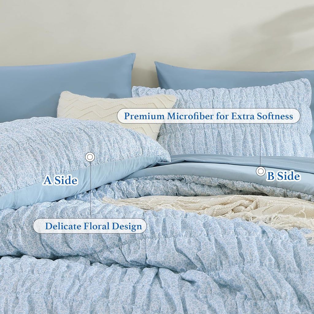 Melex Puff 7-piece Bed in a Bag Comforter Set with Sheets