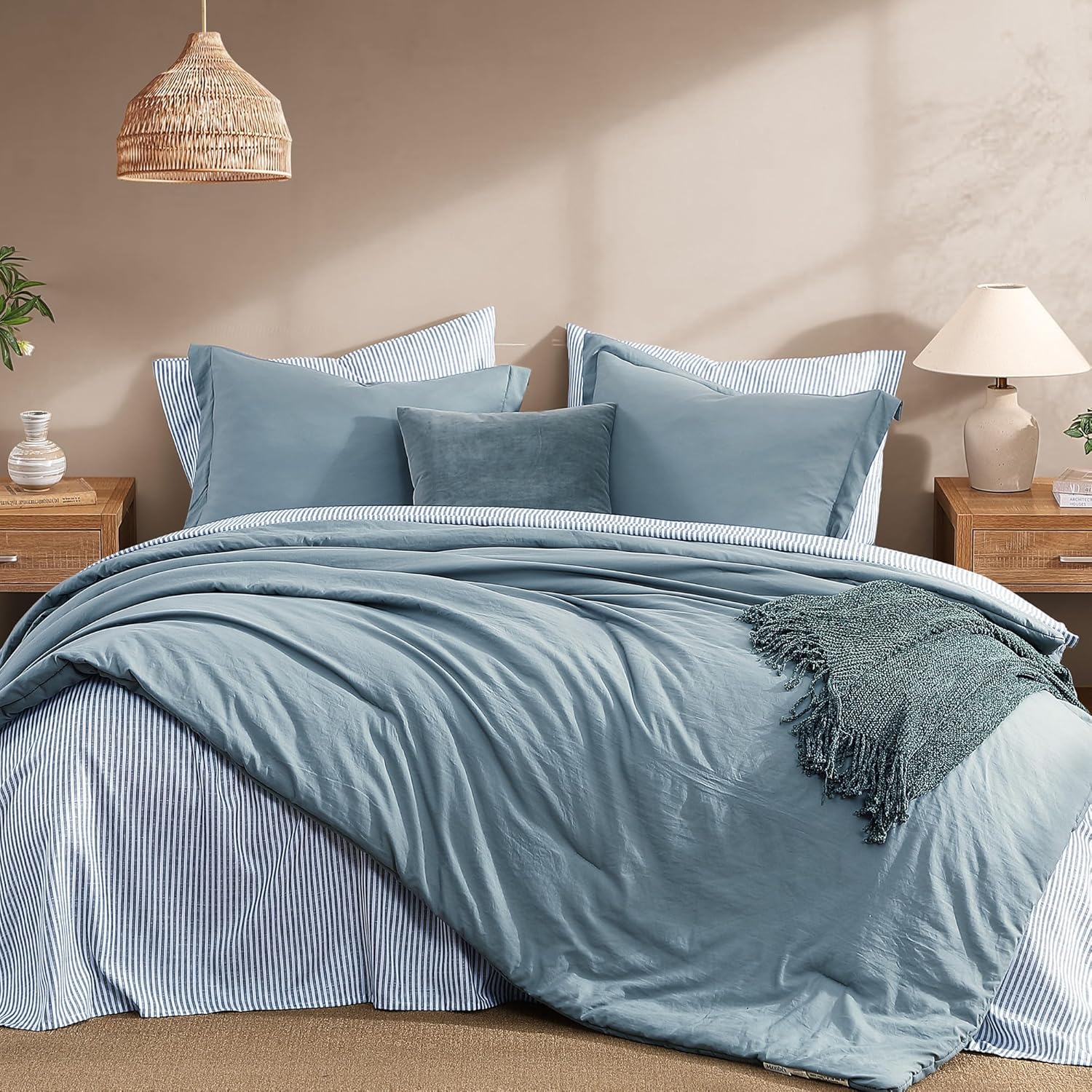 Melex Prewashed Bed in a Bag,Ultra Soft Comforter Bed Set with Sheets