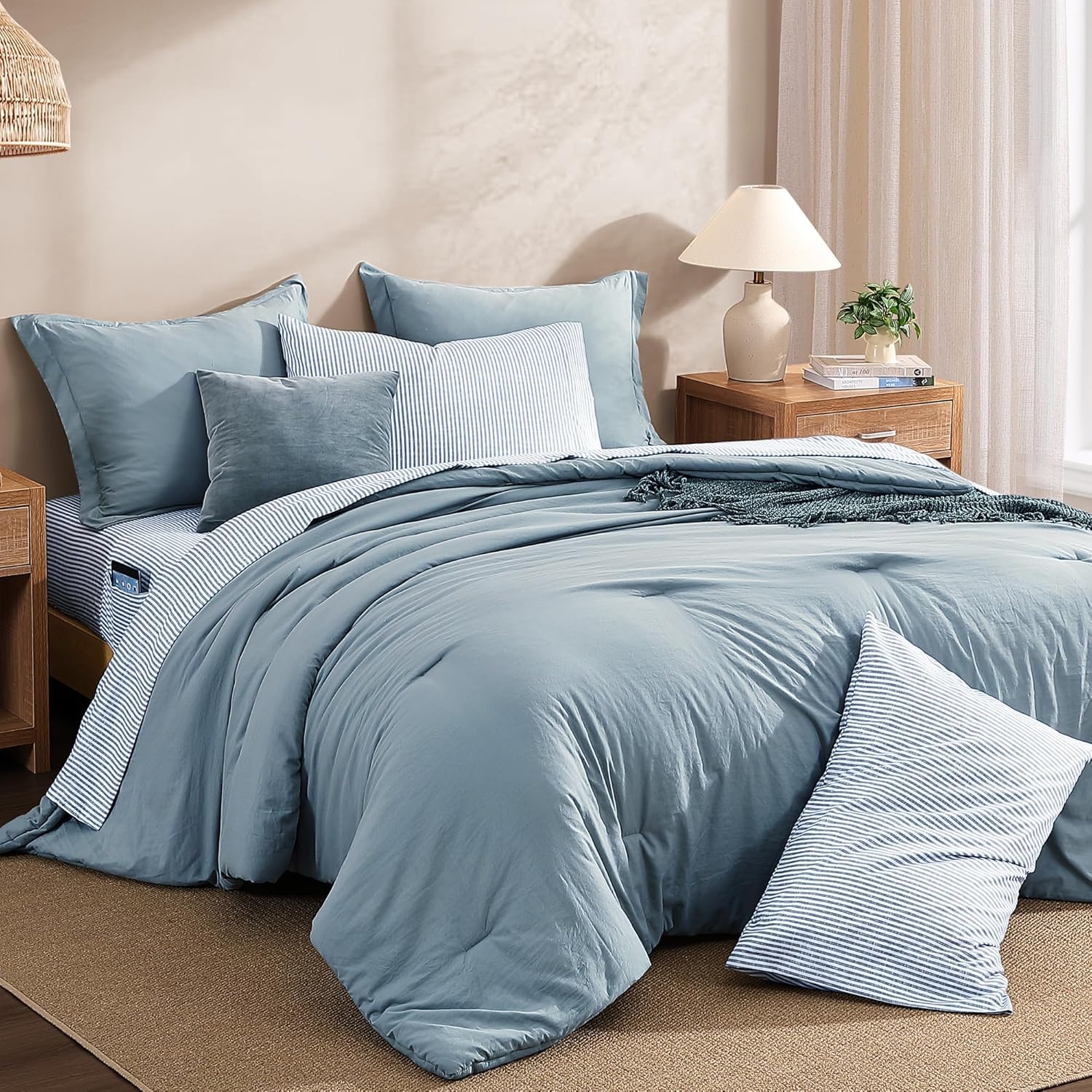 Melex Prewashed Bed in a Bag,Ultra Soft Comforter Bed Set with Sheets