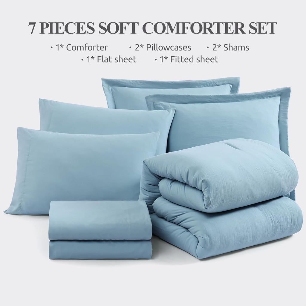 Prewashed fabric 7-piece Bed in a Bag Comforter Set