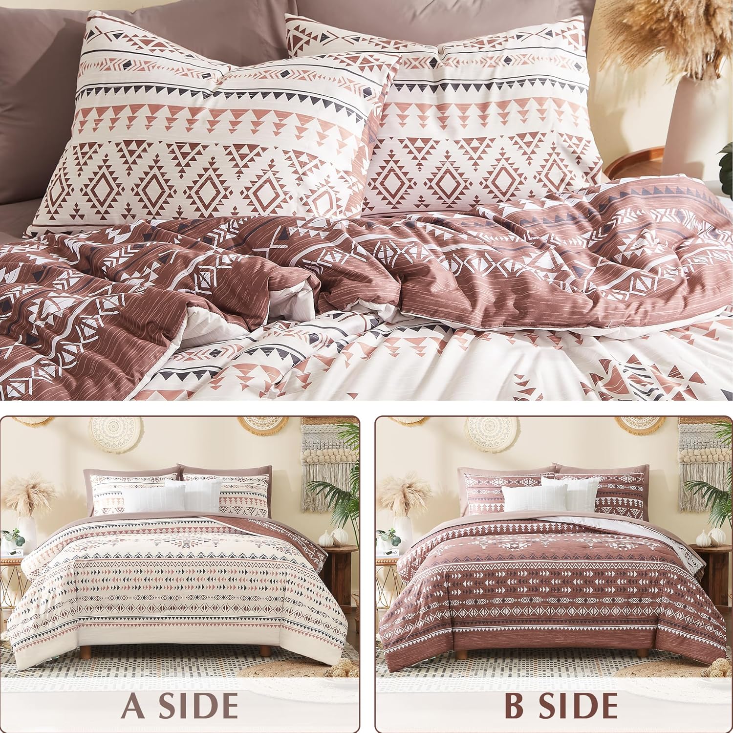 Melex Boho 7-Piece Bed in a Bag Comforter Set with Sheets