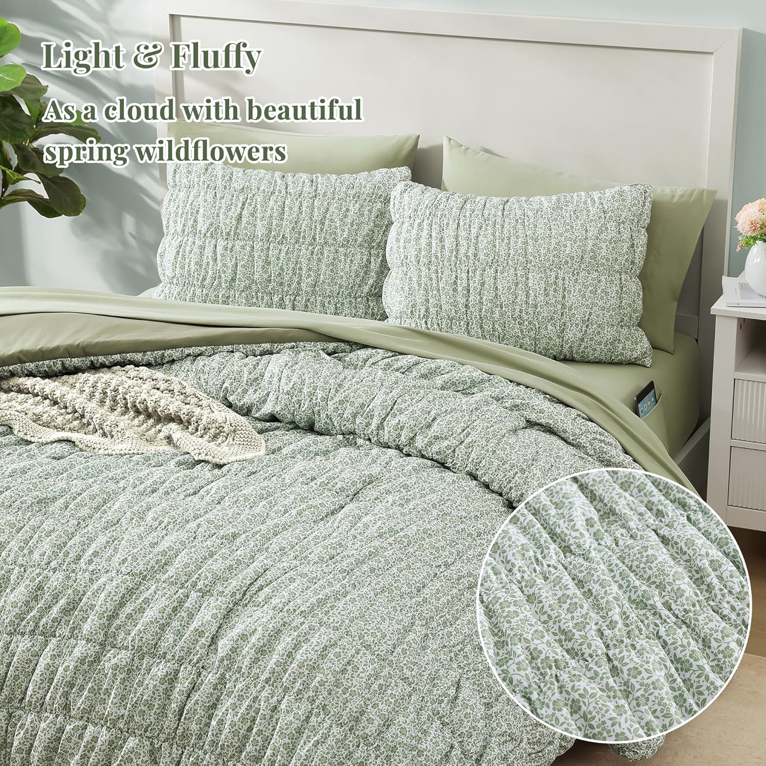 Melex Puff 7-piece Bed in a Bag Comforter Set with Sheets