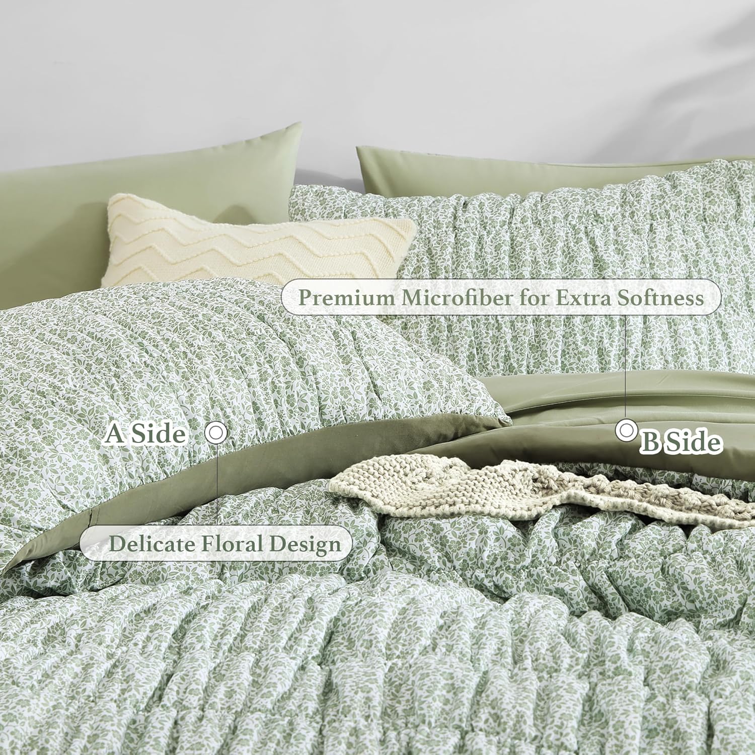 Melex Puff 7-piece Bed in a Bag Comforter Set with Sheets