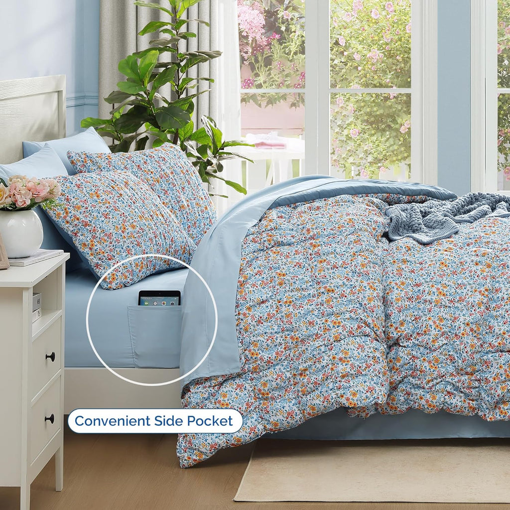 Melex Puff 7-piece Bed in a Bag Comforter Set with Sheets