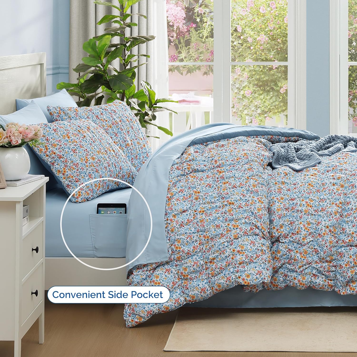 Melex Puff 7-piece Bed in a Bag Comforter Set with Sheets