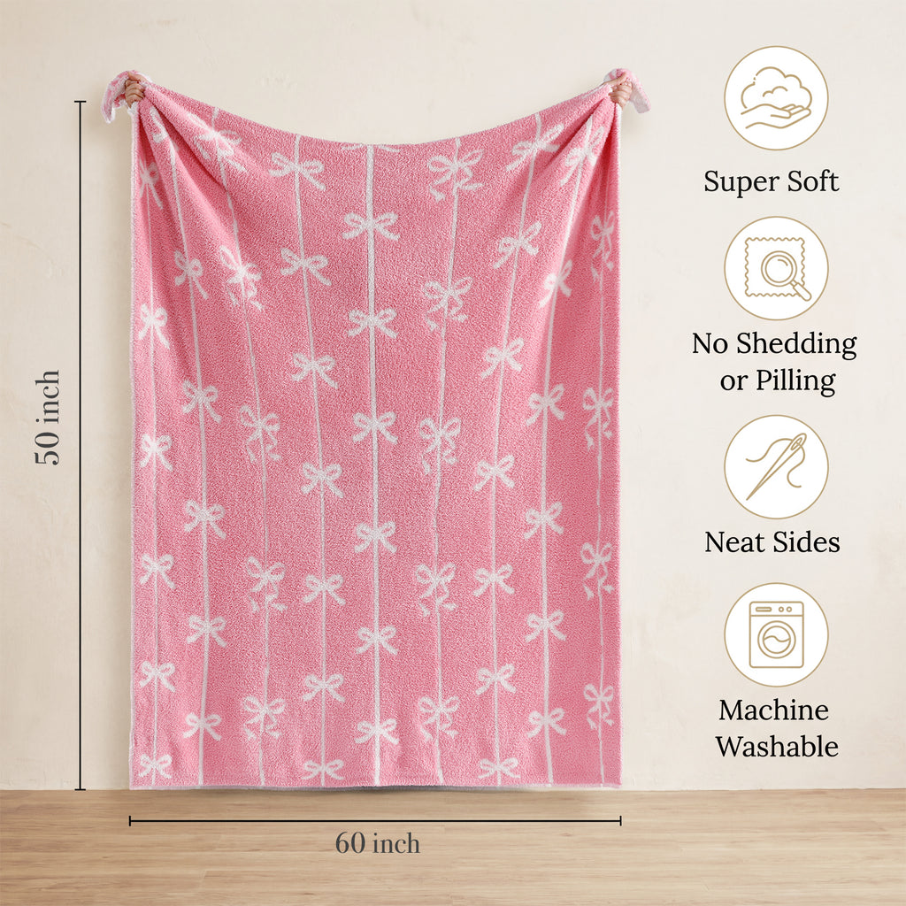 Catami Bow Throw Blanket-Reversible Home Decor Blankets for Couch Sofa Bed Camping 50"x60"