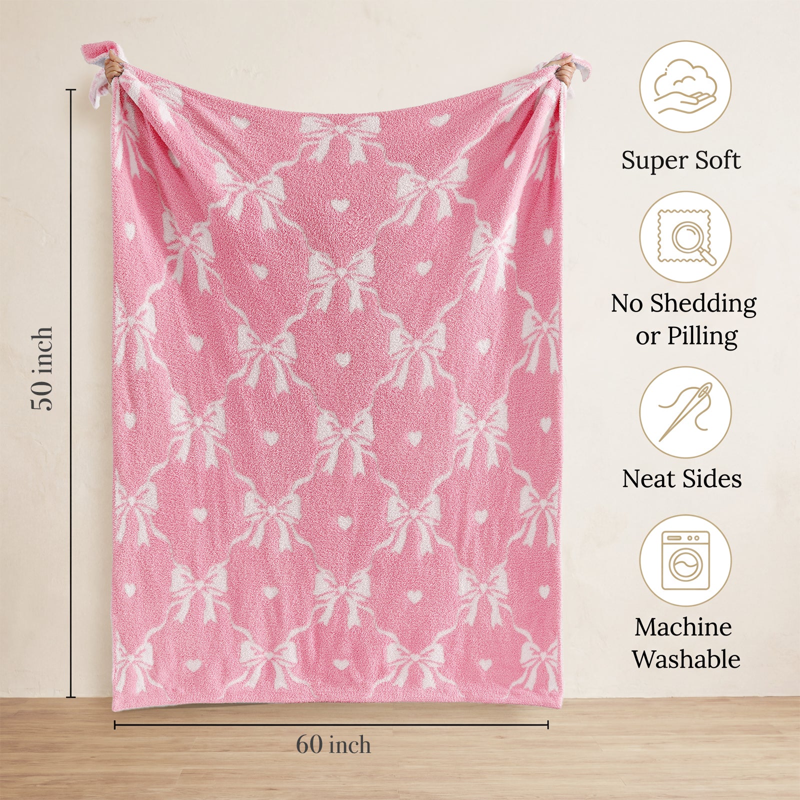 Catami Bow Throw Blanket-Reversible Home Decor Blankets for Couch Sofa Bed Camping 50"x60"