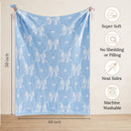 Catami Bow Throw Blanket-Reversible Home Decor Blankets for Couch Sofa Bed Camping 50"x60"