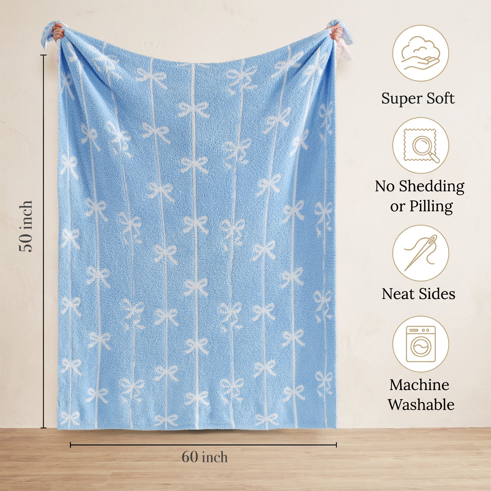 Catami Bow Throw Blanket-Reversible Home Decor Blankets for Couch Sofa Bed Camping 50"x60"