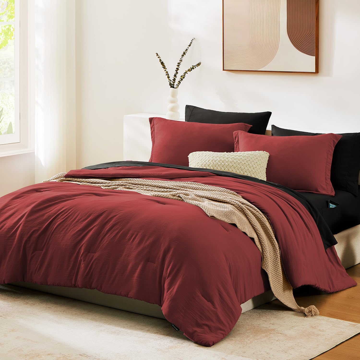 Prewashed fabric 7-piece Bed in a Bag Comforter Set