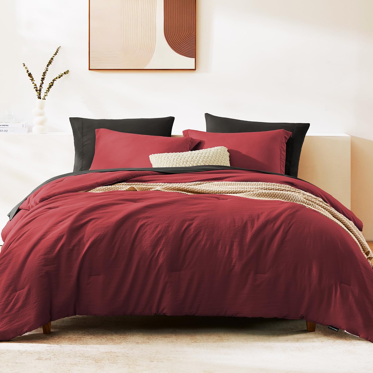 Prewashed fabric 7-piece Bed in a Bag Comforter Set