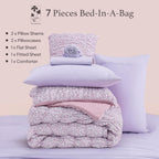 Melex Puff 7-piece Bed in a Bag Comforter Set with Sheets