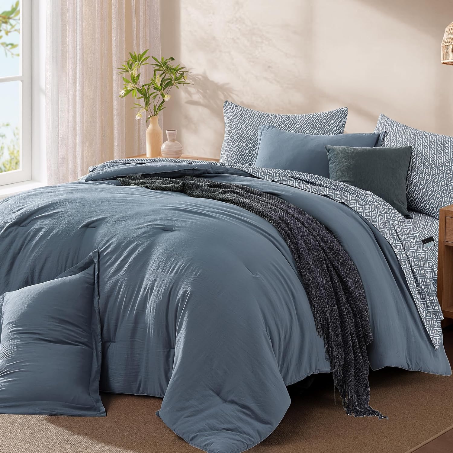 Melex Prewashed Bed in a Bag,Ultra Soft Comforter Bed Set with Sheets