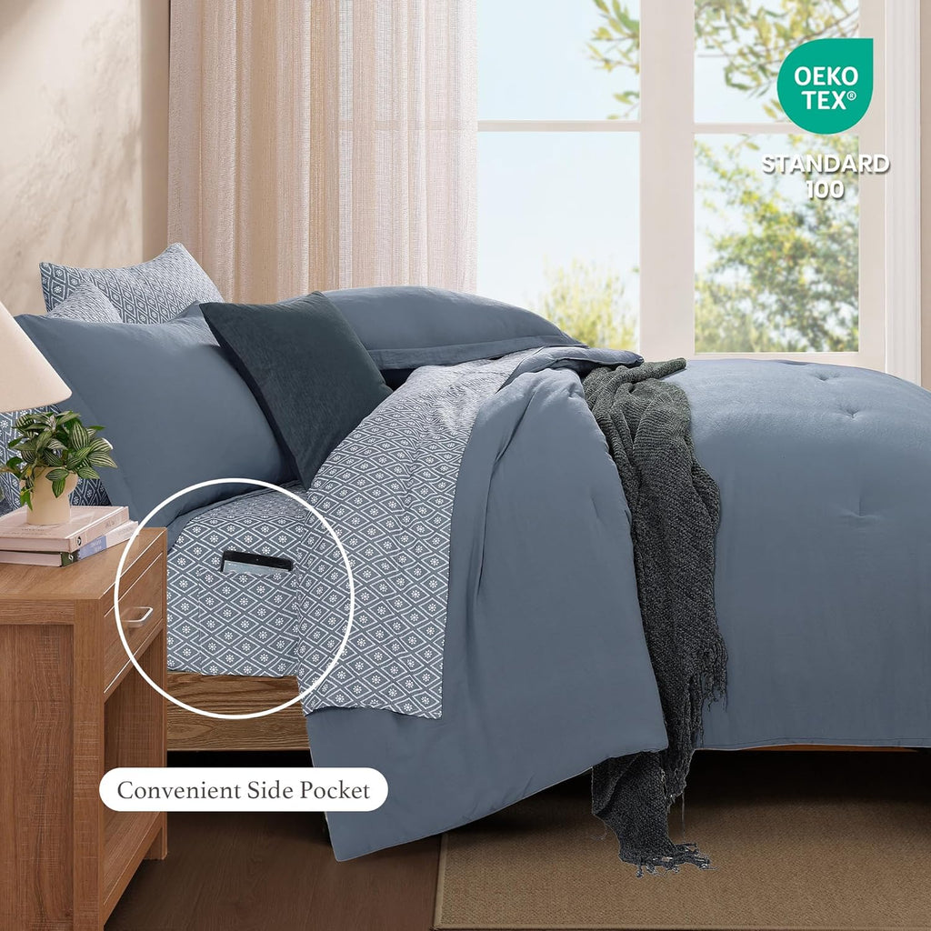 Melex Prewashed Bed in a Bag,Ultra Soft Comforter Bed Set with Sheets