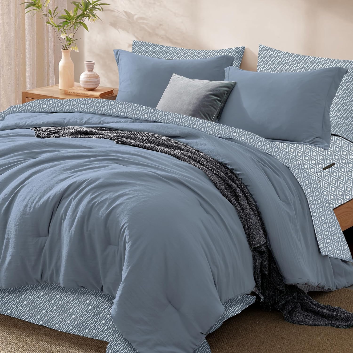 Melex Prewashed Bed in a Bag,Ultra Soft Comforter Bed Set with Sheets