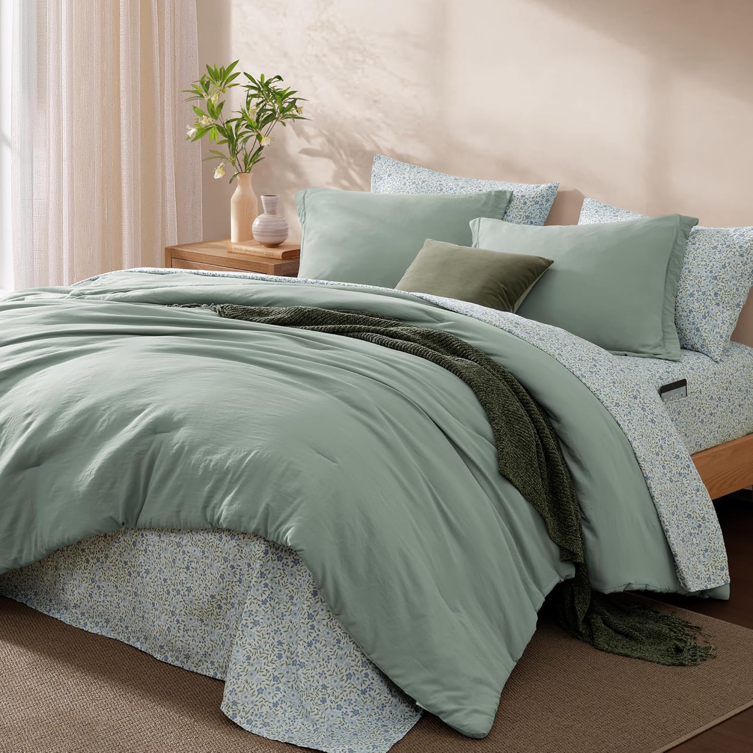 Melex Prewashed Bed in a Bag,Ultra Soft Comforter Bed Set with Sheets