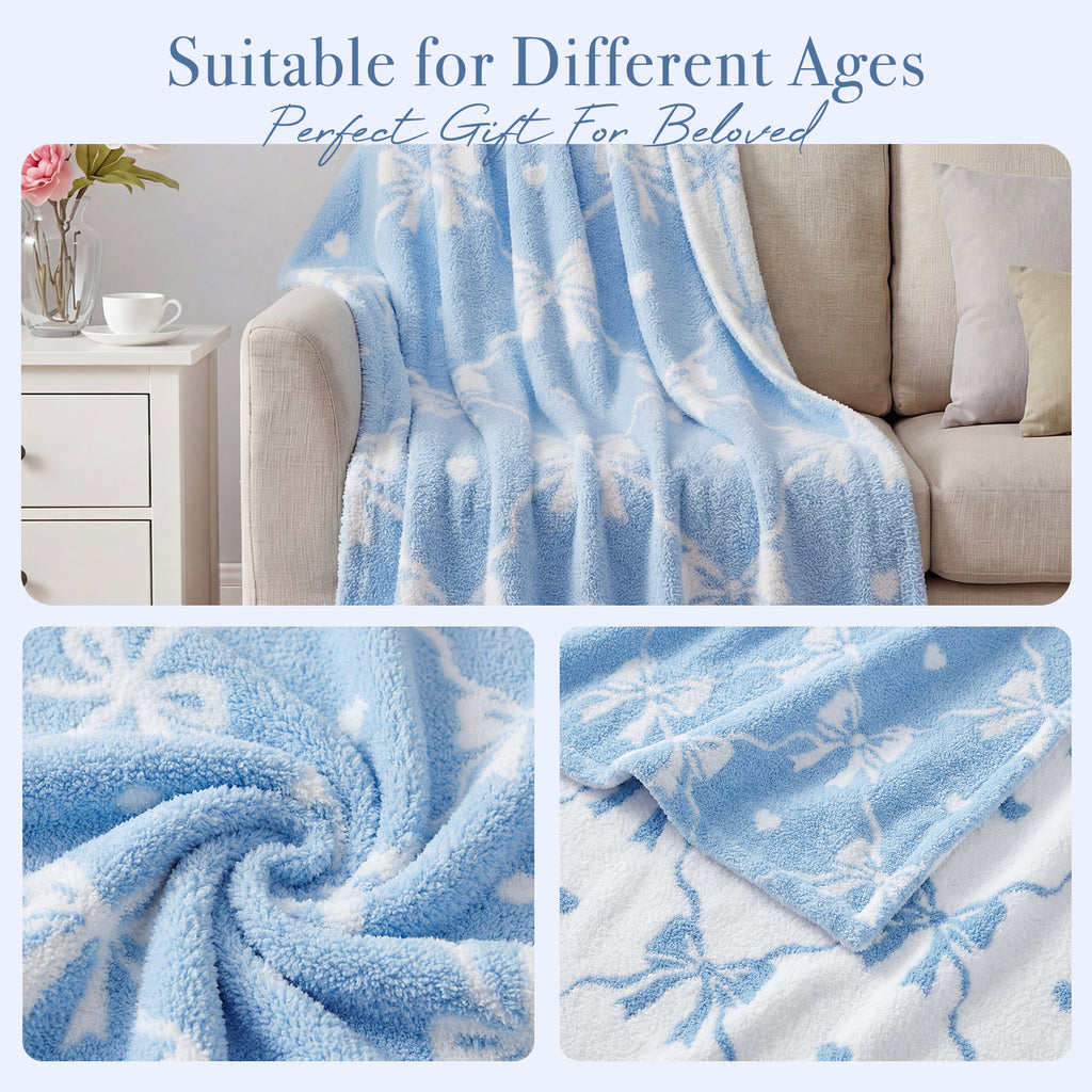 Catami Bow Throw Blanket-Reversible Home Decor Blankets for Couch Sofa Bed Camping 50"x60"