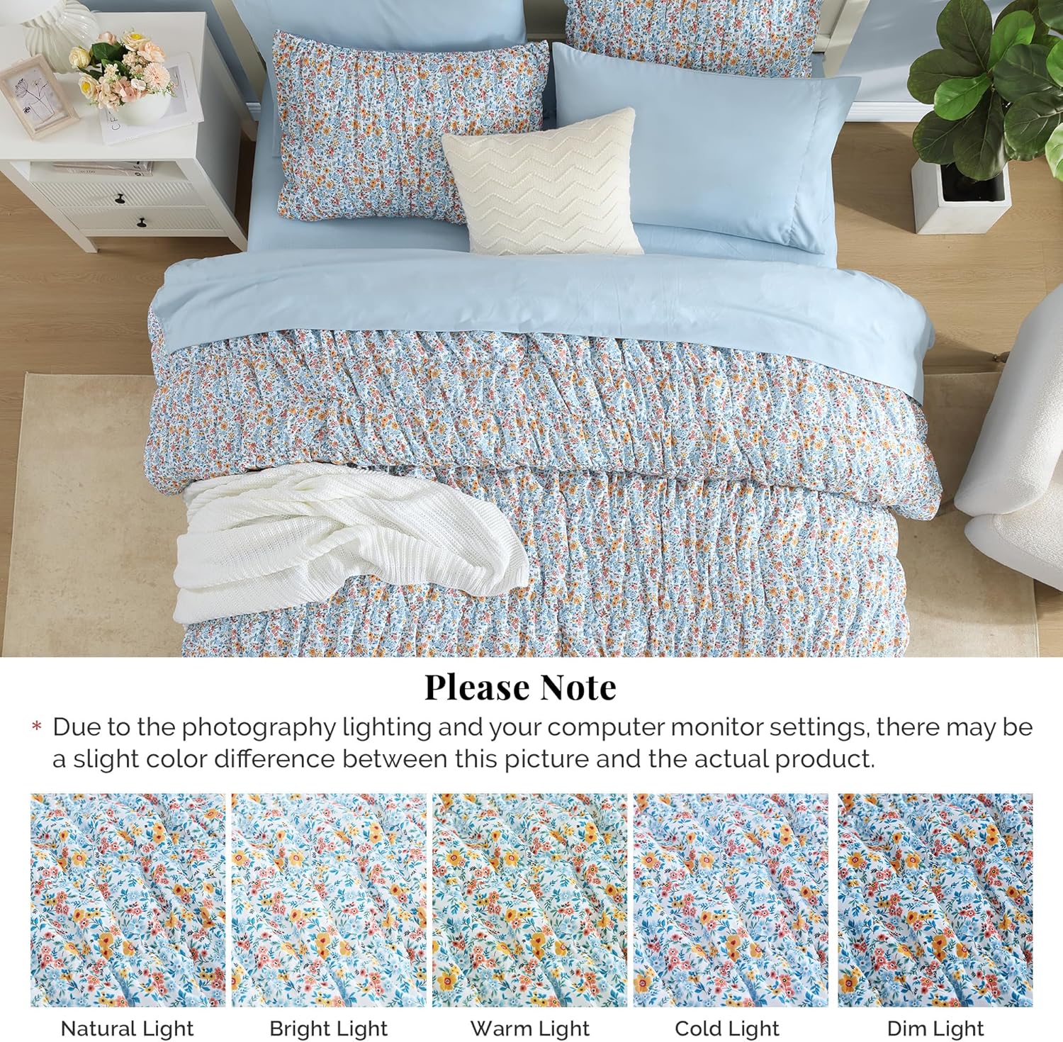 Melex Puff 7-piece Bed in a Bag Comforter Set with Sheets