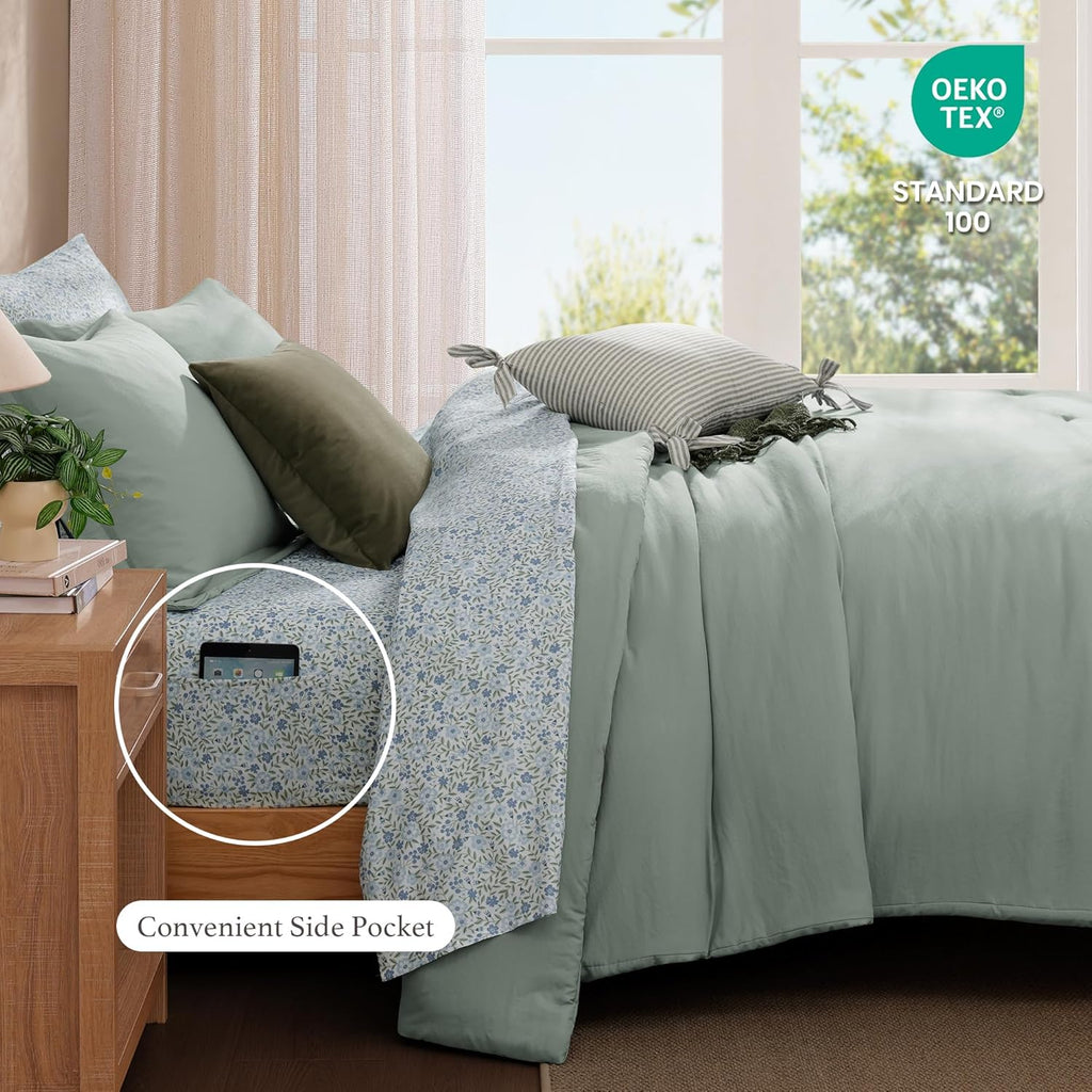 Melex Prewashed Bed in a Bag,Ultra Soft Comforter Bed Set with Sheets