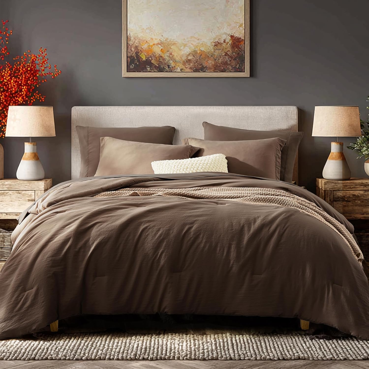 Prewashed fabric 7-piece Bed in a Bag Comforter Set