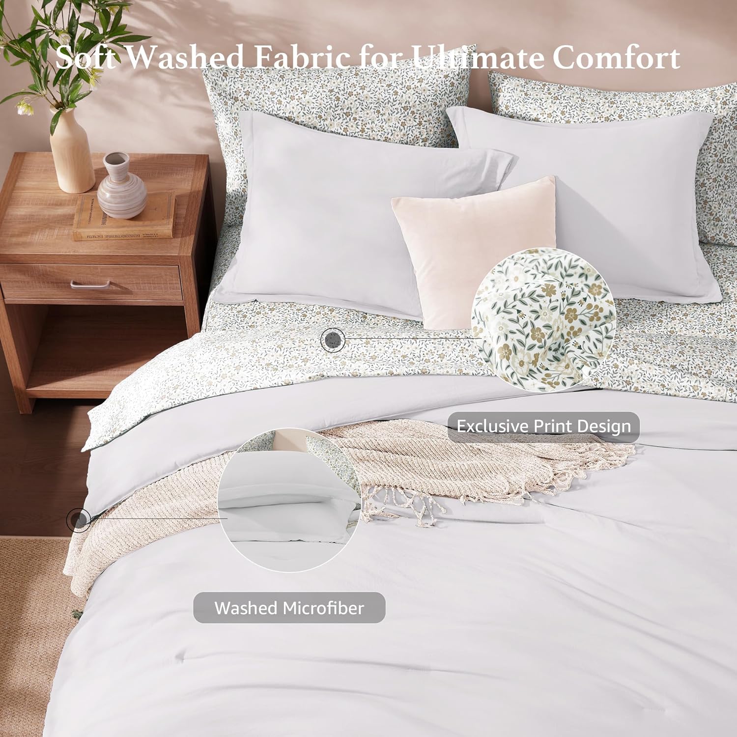 Melex Prewashed Bed in a Bag,Ultra Soft Comforter Bed Set with Sheets