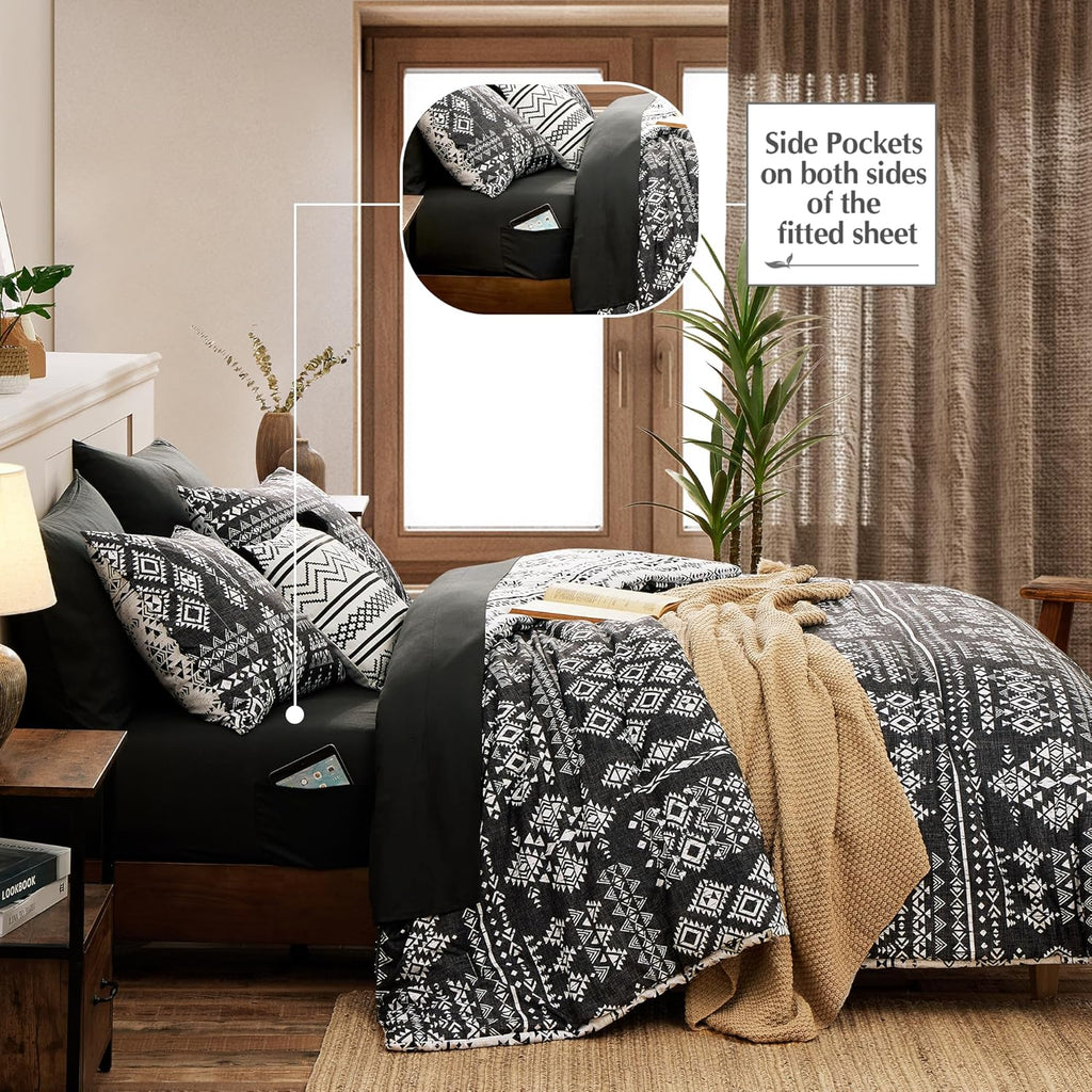 Melex Boho 7-Piece Bed in a Bag Comforter Set with Sheets