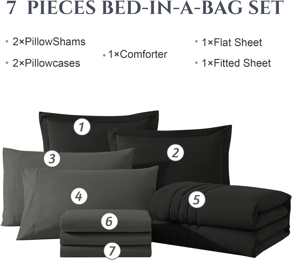 Melex 7-piece Bed in a Bag Comforter Set with Sheets