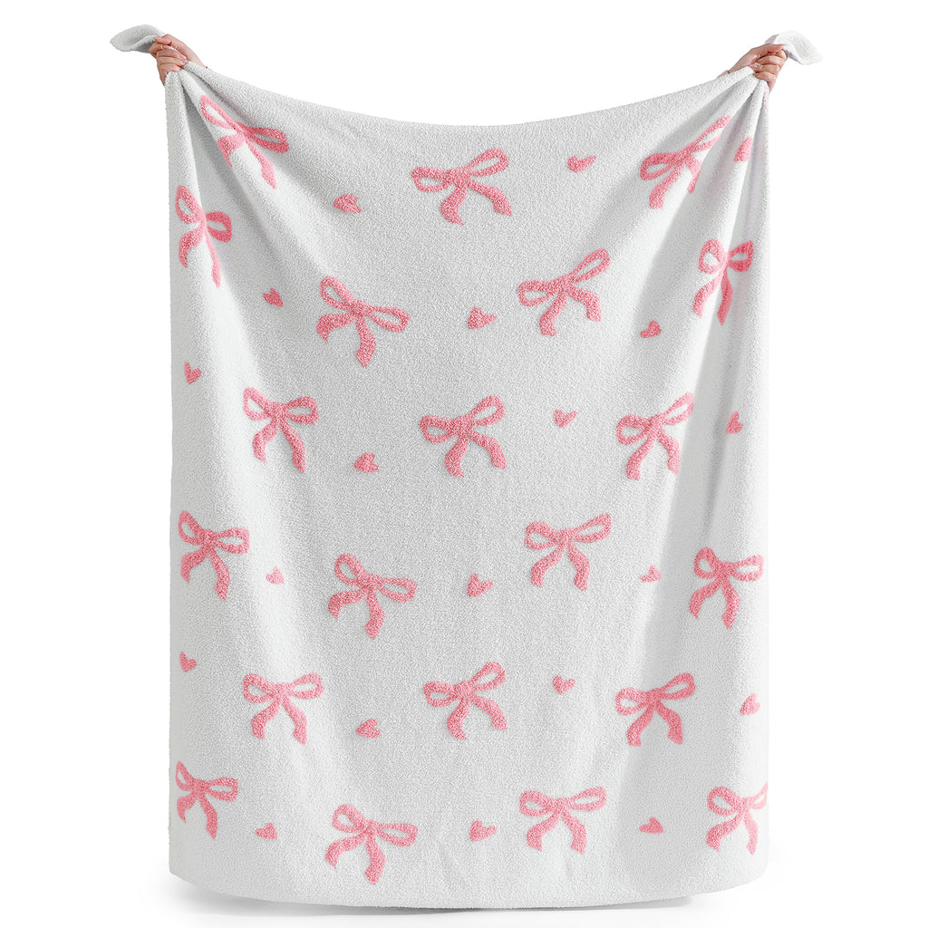 Catami Bow Throw Blanket-Reversible Home Decor Blankets for Couch Sofa Bed Camping 50"x60"